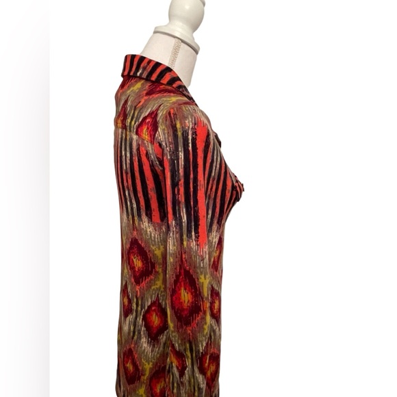 Anthropologie Uncle Frank Ikat Print Shirt Dress Long Sleeve - Picture 8 of 15